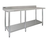 Table de préparation Inox 210 cm Plan de Travail Cuisine Restaurant Cantine Argent G