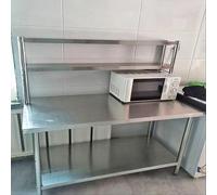Table de préparation en métal avec Rangement, Table de Travail en Acier Inoxydable pour Cuisine Professionnelle, Professionnelle ou Domestique, Plan de Travail et 2 étagères réglables (H 140