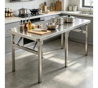 Table de préparation et de Travail Pliable en Deux NSF Établi de préparation des Aliments Commercial Robuste pour Restaurant, Cuisine, Maison et hôtel, Table Utilitaire pour Grill(120x50x55cm)