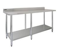 Table de préparation Inox 210 cm Plan de Travail Cuisine Restaurant Cantine Argent G