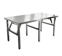 Table de préparation pliante acier inoxydable table travail commerciale robuste, îlot cuisine pliable avec pieds pliants, station de travail préparation des aliments certifiée NSF(150x40x55cm)