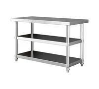 Table de préparation robuste en acier inoxydable avec 3 étagères, établi de cuisine, étagère en métal durable pour restaurants, maison et garage, 80 x 40 x 80 cm, qualité commerciale