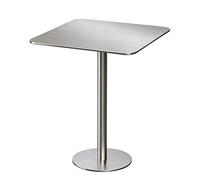 Table de pub de bistro à cocktail en acier inoxydable, tables de salle à manger de restaurant intérieur/extérieur, table d'appoint basse carrée argentée pour salon balcon patio bar(80x80x75cm)