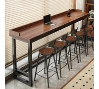 Table de pub industrielle haute - Console étroite et rectangulaire pour cuisine, salle à manger, café et salon - Marron H (221 x 30,5 cm) - Parfait pour les petits