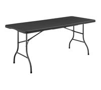 Table de réception pliante 8 personnes 180x74 x 73,5 cm - structure acier et plateau polyéthylène - aspect résine tissée - noir