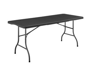 Table de réception pliante - TERRANOVA - Noir - Structure en acier et Plateau en Polyéthylène PEHD - 8 personnes - 180x74xH73,5 cm