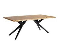 Table de Repas 200cm en Acacia Massif Piétement Evasé Métal Noir - ARCANE - ALTOBUY Bois G