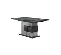 Table de Repas Allongeable à Pied Central Gris Aspect Pierre - HOFFMAN -