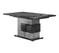 Table de Repas Allongeable à Pied Central Gris Aspect Pierre - HOFFMAN -
