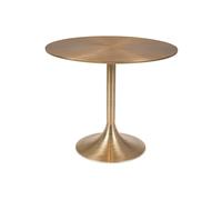 Table de repas en aluminium doré, 4 places, ronde, cylindrique, table haute, style art déco - Bold Monkey, Hypnotising - Ø92 cm H76 cm