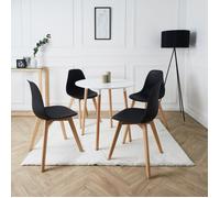 HOME DECO FACTORY Table ronde HD3210 bicolore bois et métal 76 x 76 x 75,5 cm Blanc