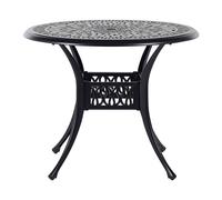 Table de Repas Jardin Ronde 90 cm en Aluminium Aspect Vieilli Noir Ancona