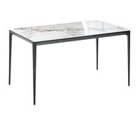 Table de repas JOLLEIN Marbre blanc 140 cm 80 cm Verre
