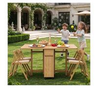Table De Repas Portable À Rangement Caché Pour 6 À 8 Personnes | Wheeled Wooden Kitchen Drop Leaf Table,Easy Store Compact Dinner Furniture For Rental House,office Desk