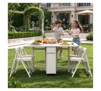 Table De Repas Portable À Rangement Caché Pour 6 À 8 Personnes | Wheeled Wooden Kitchen Drop Leaf Table,Easy Store Compact Dinner Furniture For Rental House,office Desk