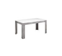 Table de Repas Rectangulaire 160x90cm Laquée Blanc et Marbre - CLARK -