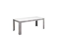 Table de Repas Rectangulaire 190x90cm Laquée Blanc et Marbre - CLARK -
