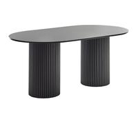 Beliani Table de Repas Ovale 180 x 100 cm en MDF et Bois d'Hévéa Noir Sheridan
