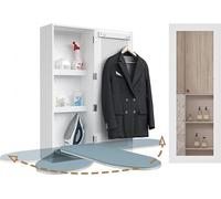 Table de repassage escamotable, meuble mural de rangement avec miroir, table de repassage rotative à 180 degrés avec supports métalliques, pliable et dissimulable pour gagner de la place, blanc
