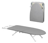 Table de repassage pliable et portable - Mini table de repassage de taille standard - Pliable - Plateau en bois, structure en tube d'acier - Avec support pour le fer à repasser - Gris