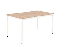 Table de restauration Budget 140 x 80 cm - Plateau stratifié Chêne - Pieds métal Blanc