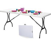 Table de restauration pliante de 180 cm, rangée dans une mallette, blanche, MultiGarden