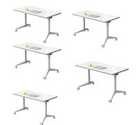Table de réunion avec roulettes silencieuses, design réglable et peu encombrant pour bureau et salle de classe, idéale pour les événements et la formation, polyvalente, 120 x 60 x 75 cm