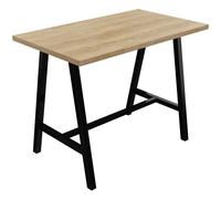 Table de réunion coworking Cohésion H.107 x L.140 x P.80 cm - Plateau Chêne Nebraska - Pieds Noir