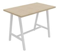 Table de réunion coworking Cohésion H.107 x L.140 x P.80 cm - Plateau Chêne - Pieds Blanc