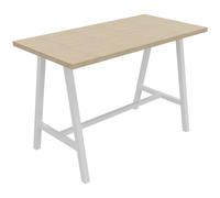 Table de réunion coworking Cohésion H.107 x L.160 x P.80 cm - Plateau Chêne - Pieds métal Blanc