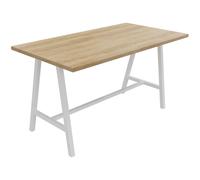 Table de réunion coworking Cohésion H.107 x L.200 x P.100 cm - Plateau Chêne Nebraska - Pieds métal Blanc