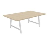 Table de réunion coworking Cohésion H.74 x L.200 x P.120 cm - Plateau Chêne - Pieds Blanc