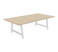 Table de réunion coworking Cohésion H.74 x L.240 x P.120 cm - Plateau Chêne - Pieds Blanc