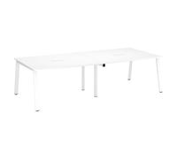 Table de réunion modulable avec extension ECLA L 280 x P 126 cm plateau blanc piétement métal blanc - - Bruneau