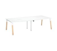 Table de réunion modulable avec extension ECLA L 280 x P 126 cm plateau blanc piétement métal/bois - - Bruneau