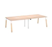 Table de réunion modulable avec extension ECLA L 280 x P 126 cm plateau chêne clair piétement métal/bois - - Bruneau