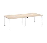 Table de réunion modulable avec extension ECLA L 280 x P 126 cm plateau chêne clair piétement métal blanc - - Bruneau