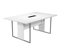 Table de réunion Presto 180 x 110 cm - Trappe d?accès centrale Plateau Blanc - Pieds Anthracite