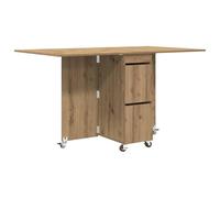 Table de salle à manger 140 x 80 x 77 cm bois ingénierie chêne artisanal | Extensible de 34 à 140 cm, rangement intégré, plateau pliable, design à rabat, utilisation en intérieur, assemblage requis