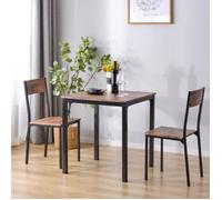 Table de salle à manger 2 personnes avec 2 chaises, gain de place, pour cuisine, balcon et salon, métal brun 70 cm - UVRION
