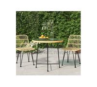 vidaXL Table de salle à manger Ø80 cm verre trempé et acier
