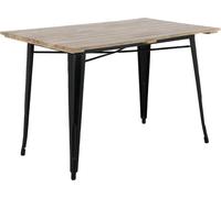 Table de salle à manger Bolero Bistro, plateau à lattes en bois de manguier, noir, 1200 mm