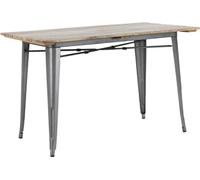 Table de salle à manger Bolero Bistro, plateau en bois de manguier à lattes, finition gris anthracite, 1200 mm