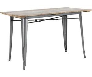 Table de salle à manger Bolero Bistro, plateau en bois de manguier à lattes, finition gris anthracite, 1200 mm