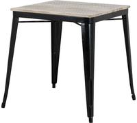 Table de salle à manger Bolero Bistro, plateau en bois de manguier ajouré, structure noire, 650 mm