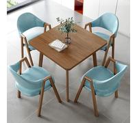 Table de salle à manger carrée 4 places avec chaises, plateau en MDF, pieds en acier au carbone, pour bar, balcon, chambre à coucher, bibliothèque, salle de billard (bleu)