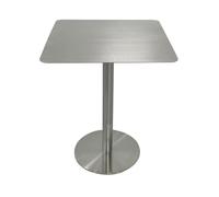 Table de salle à manger carrée industrielle moderne en acier inoxydable - Table de pub haute avec base en métal - Design rectangulaire pour cuisine, bistrot et extérieur - 80 x 80 cm - Tabourets non