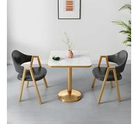 Table de salle à manger carrée moderne avec socle doré et chaises rembourrées incluses pour le salon et la salle à manger