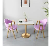Table de salle à manger carrée moderne avec socle doré et chaises rembourrées incluses pour le salon et la salle à manger
