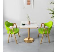 Table de salle à manger carrée moderne avec socle doré et chaises rembourrées incluses pour le salon et la salle à manger